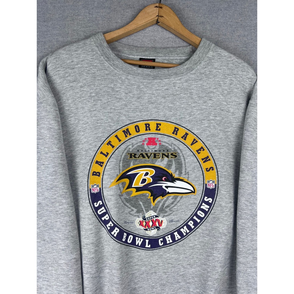 Nike Baltimore Ravens Super Bowl XXXV Champions Sweatshirt Mens XXL Gray Vintage